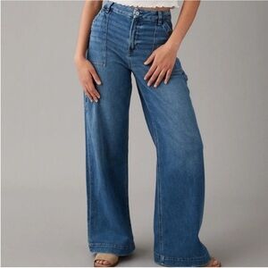 American Eagle 2 Curvy Super High Rise Baggy Wide Leg Jeans Cargo Skater Y2K